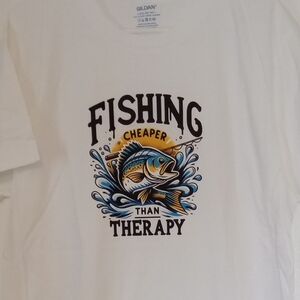 Gildan Blue Short Sleeve Tee with Fishing Graphic